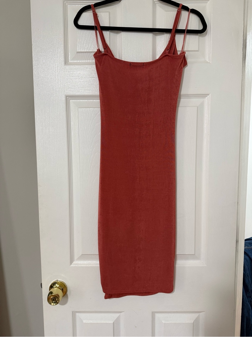 Mind Code Rust Red Draped Midi Slip Dress - Picture 2 of 2